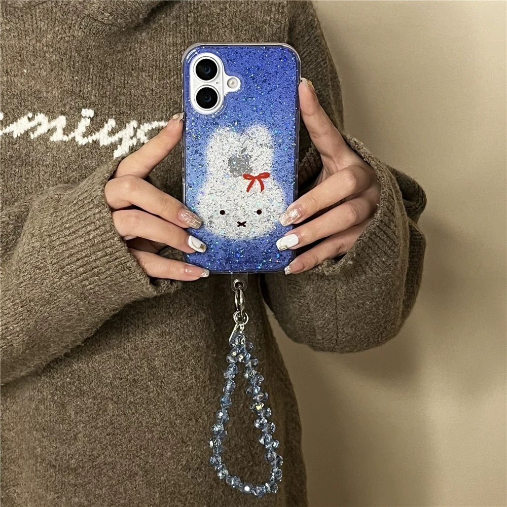 Blue Bling Miffy iPhone Case with Strap