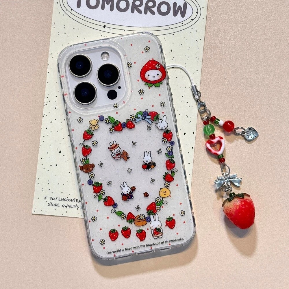 Strawberry Miffy iPhone Case with Charm