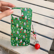 Load image into Gallery viewer, Green Miffy Strawberry iPhone Case with Charm
