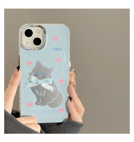 Blue Bow Kitten iPhone Case