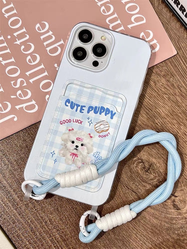 Cute Puppy iPhone Case with Card Holder