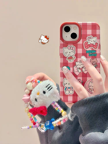 Red Checker Hello Kitty iPhone Case