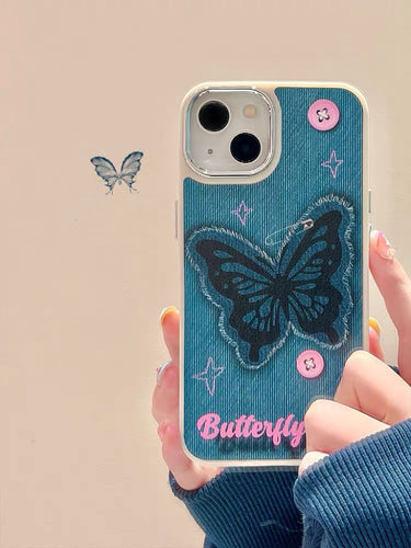 Blue Jeans Butterfly iPhone Case