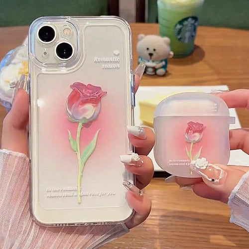 Pink Rose iPhone /AirPods Case