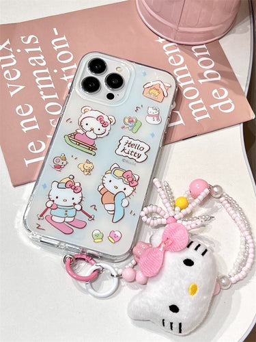 Skiing Kitty iPhone Case with Charm