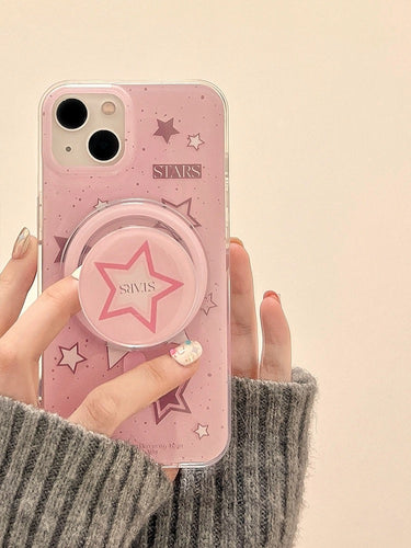 Pink Star Removable Magsafe Grip iPhone Case