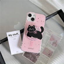 Load image into Gallery viewer, Black &amp; Pink Cat Magsafe Grip iPhone Case
