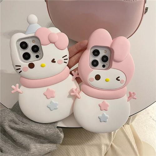 Hello Kitty and Melody Snowman iPhone Case