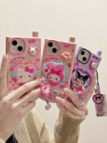 Sanrio Family iPhone Case with Makeup Mirror